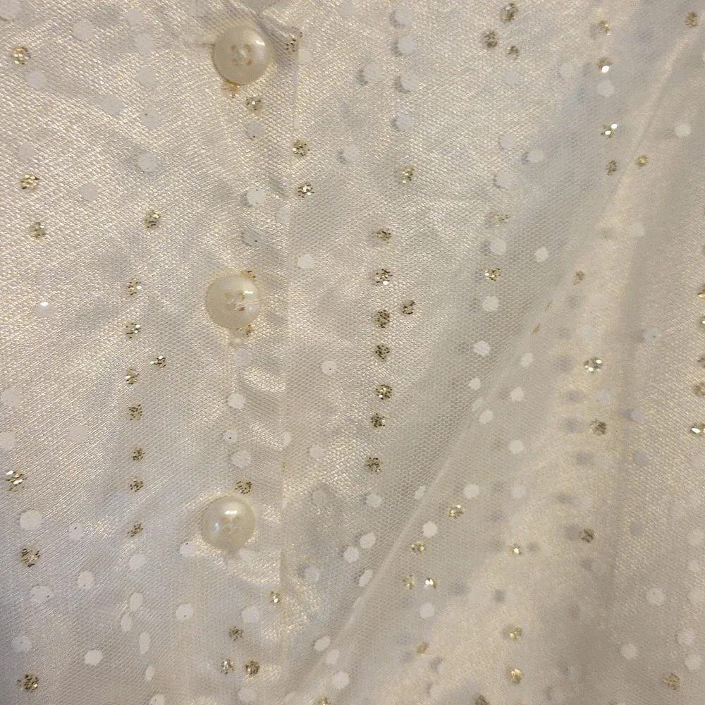 Jona Michelle Girls Cream/Gold Sequin Dress Christmas Ties Button Back Sz 12 EUC - Picture 7 of 11